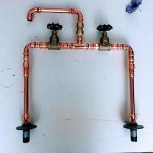 Customizable Height Copper Faucet  (Unlaquered) with Brass Valves Deck Mount
