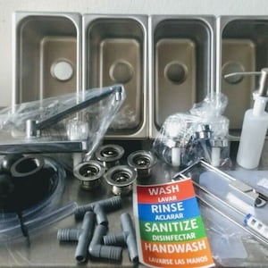 Portable Sink Kit 4 SMALL Mega Sink Kit (Basins, Faucets, Drains, Plumbing and Extras!!!)