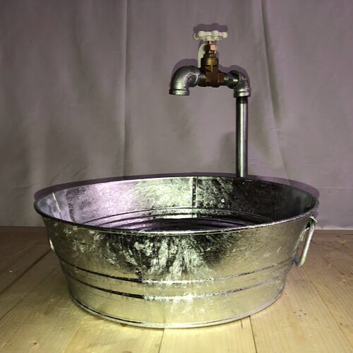 Galvanized Sink Square Bucket/tub Rustic Farmhouse Vessel - Etsy