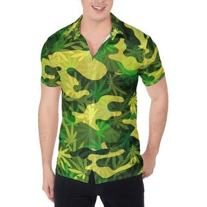 Cannabis Camo Leaf All-Over Print Men's Shirt (2 Color Options)