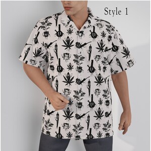 Ganja Patterns | Marijuana Leaf All-Over Print Men's High-waiian Shirt With Button Closure |115GSM Cotton poplin