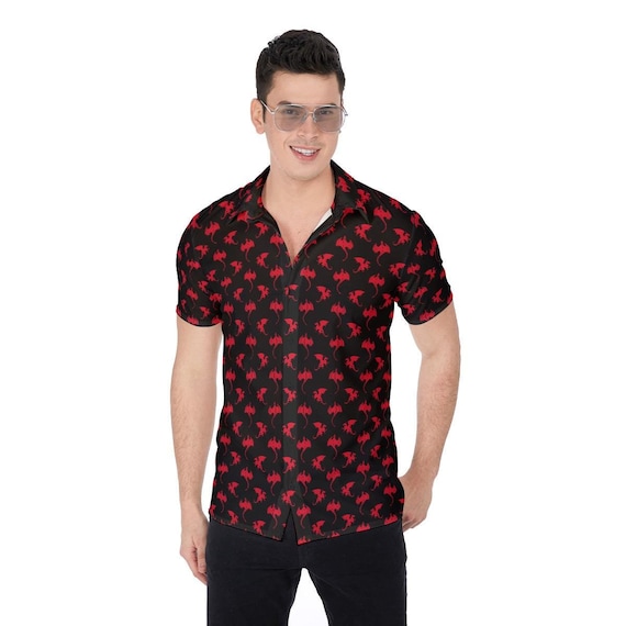 dragon print dress shirt Men's Dress Shirts Dragon Print Tops Laple Long Sleeve Slim Fit Fashion Casual