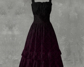Ombre Black Damask | Women‘s Ruffle Hem Dress