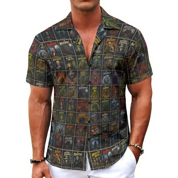 Monster Mash Classics Check | Men's Hawaiian Shirt With Button Closure