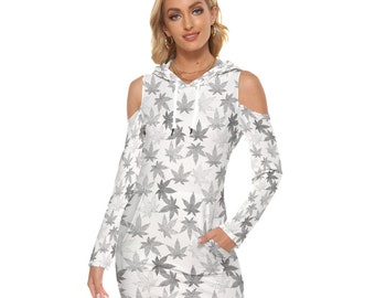 Marijuana Leaf All-Over Print Women's Tight Dress