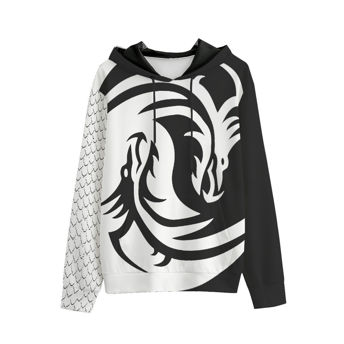 DANCE WITH DRAGON スリーブモノグラムプリントパーカー Double Dragon Half White & Half Black Print | Dance of Dragons
