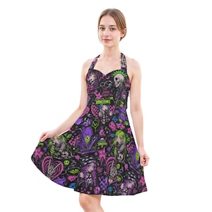 emo dress purple and black goth Purple Dress Gothic Clothing refer to the Size Chart to compare them with the actual measurements of the item Dark Style Spicy Velvet Mesh