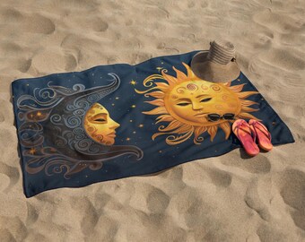 Sun & Moon | 2 Cosmic Styles! Adult Beach towel | 320GSM
