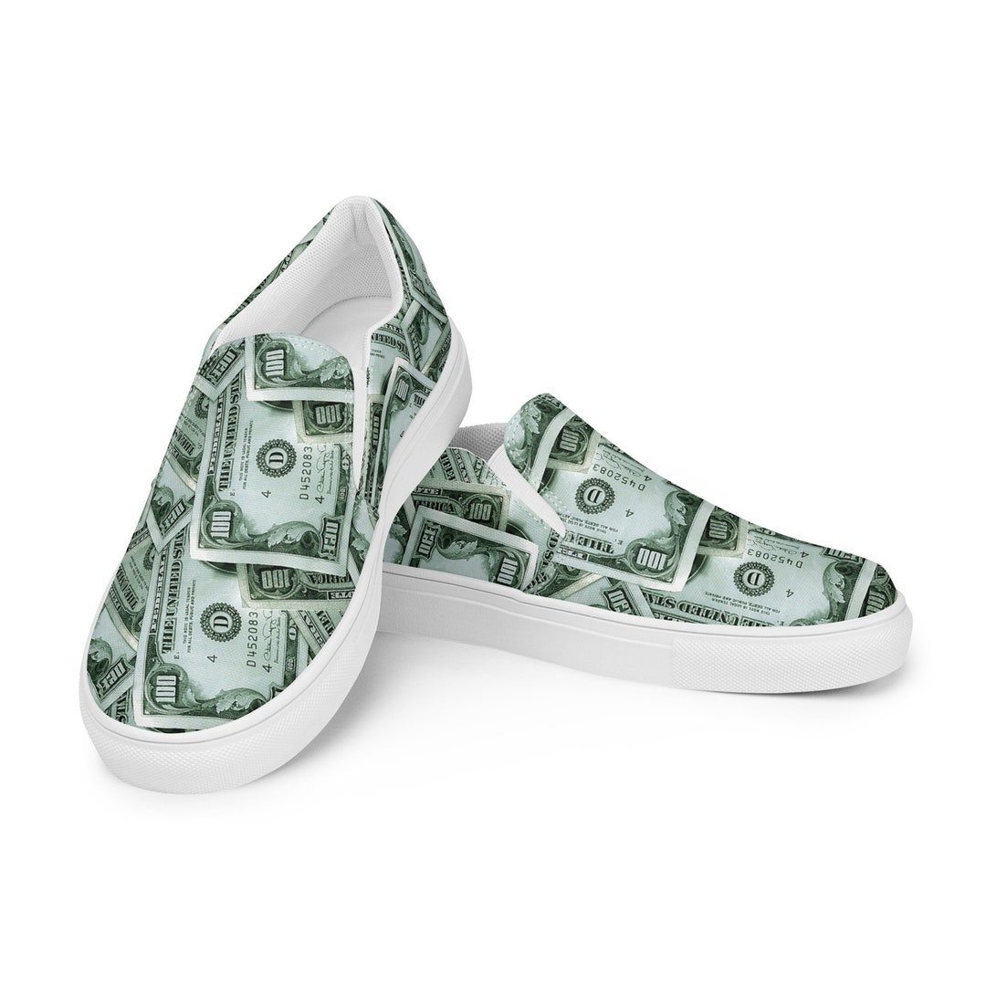 Money Dollar Pattern Print Sneaker Shoes For Men Women