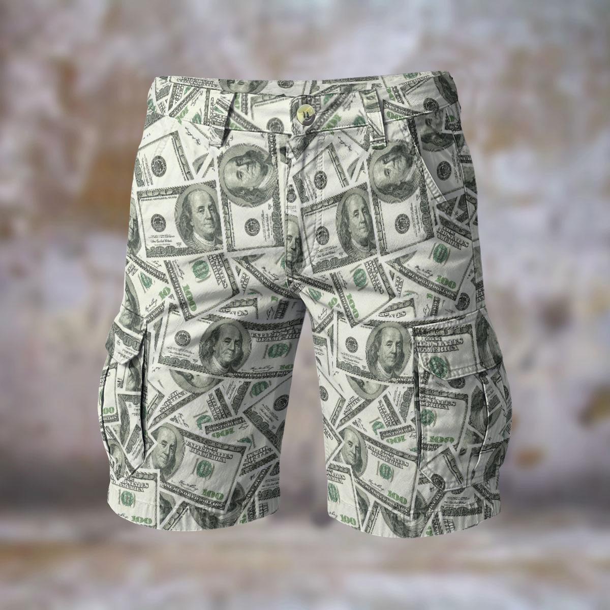 Money Maker 100 Dollar Bills Money Manifesting All-Over Print Men's  Cargo Shorts