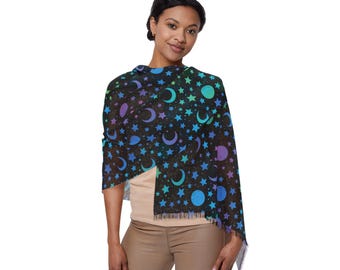 Moon & Stars | Psychedelic Mage | Light Scarf