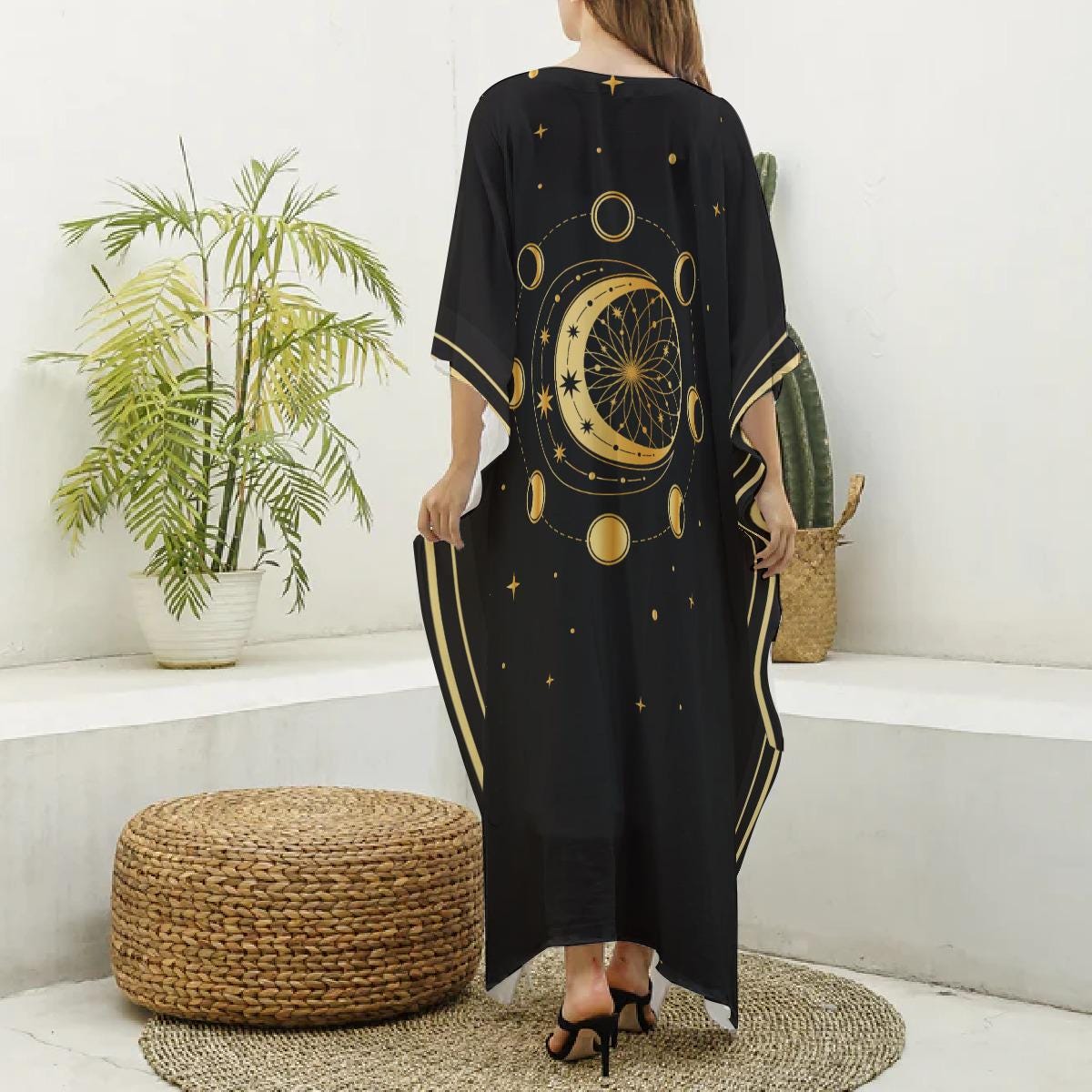 Gold & Black Celestial Mage | Moon Phases | Sacred Geometry | All-over ...