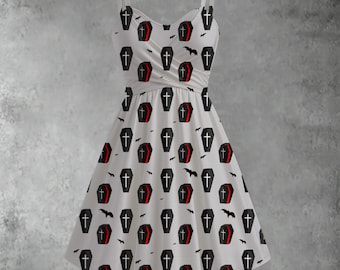 Vampire Bats & Coffins | 4 Gothic Halloween Prints! Women's Spaghetti Strap Dress