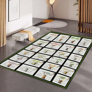 List of 24 Different Mixed Drink & Ingredients Print | Scribe | Pick Your Favorite | Party Room | Foldable Rectangular Floor Mat