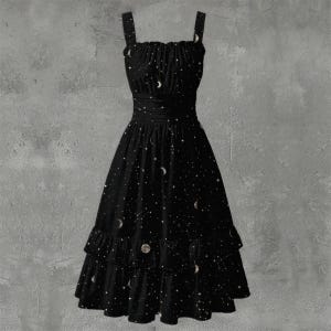 celestial zenith flared dress Dolls Kill Celestial Zenith Flared Dress Black/Silver Size Medium