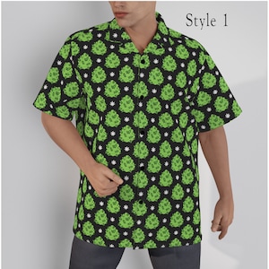 Cannabis Leaf All-Over Print Men's High-waiian Shirt With Button Closure |115GSM Cotton poplin