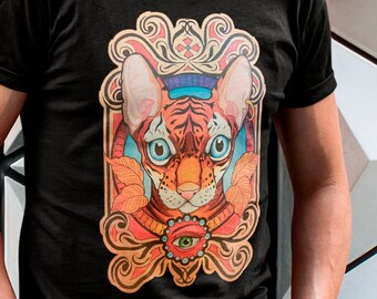 Vintage Cat Illustration shirt, Meh Cat Shirt, Gift for Cat Lovers, retro.