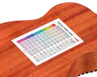 Ukulele sticker Chords color Chart , White sticker for your instrument, For Ukulele lover, ukulele Gift. Uke Lover.