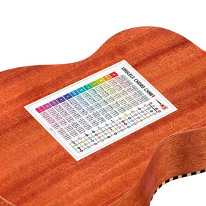 Ukulele sticker Chords color Chart , White sticker for your instrument, For Ukulele lover, ukulele Gift. Uke Lover.