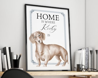 Personalised Premium Matte Vertical Poster, Dachshund Wiener Sausage Dog, Wall Art Print | Dog Lover Home Decor Poster