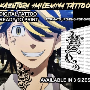 Kаzutora Hanеmiya /DIGITAL Tattoo / Neck Tattoo / Revengers Cosplay / Costume / Tattoos / tokyo  Costume  / Digital Download