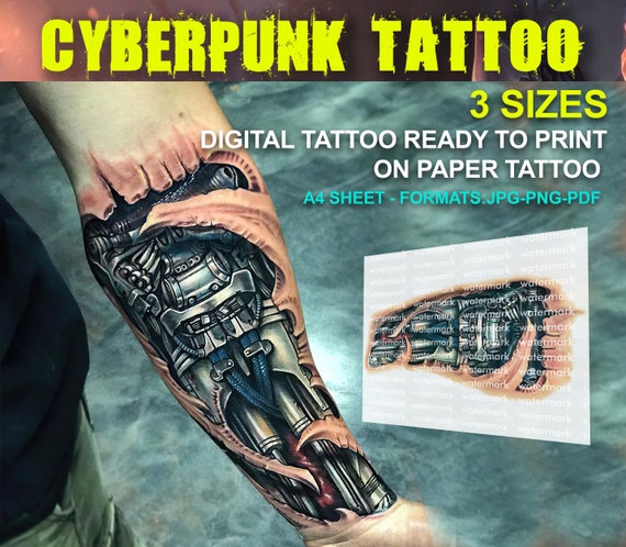 Four Night City Arm Cyberpunk Tattoo Stickers - Etsy