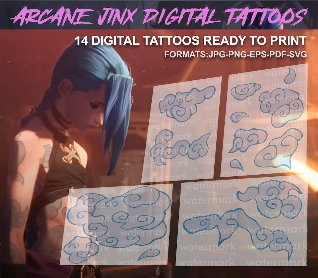 Jinx Arcane Printable Tattoos Jinx Clouds Tattoos Jinx Etsy France