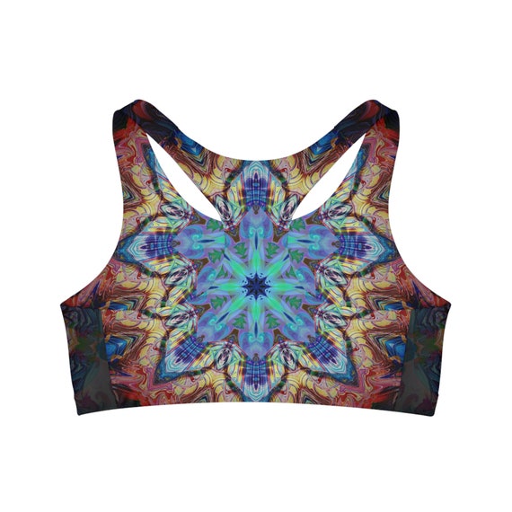 Mandala Yoga Bra, Seamless Sports Bra, Mandala Art, Flower Yoga