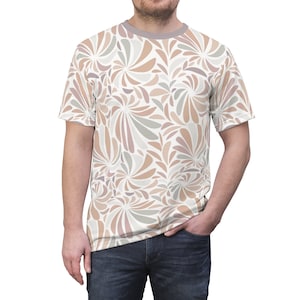 Fantasia floreale unisex AOP Cut & Sew Tee, stampa all over, retrò vintage, fiori kitsch, stampa floreale. Lascia tee.