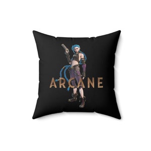 Arcane Pillow. JInx Pillow, Characters. LOL Gift, Arcane Pillow, Gamer Gift. Square Pillow