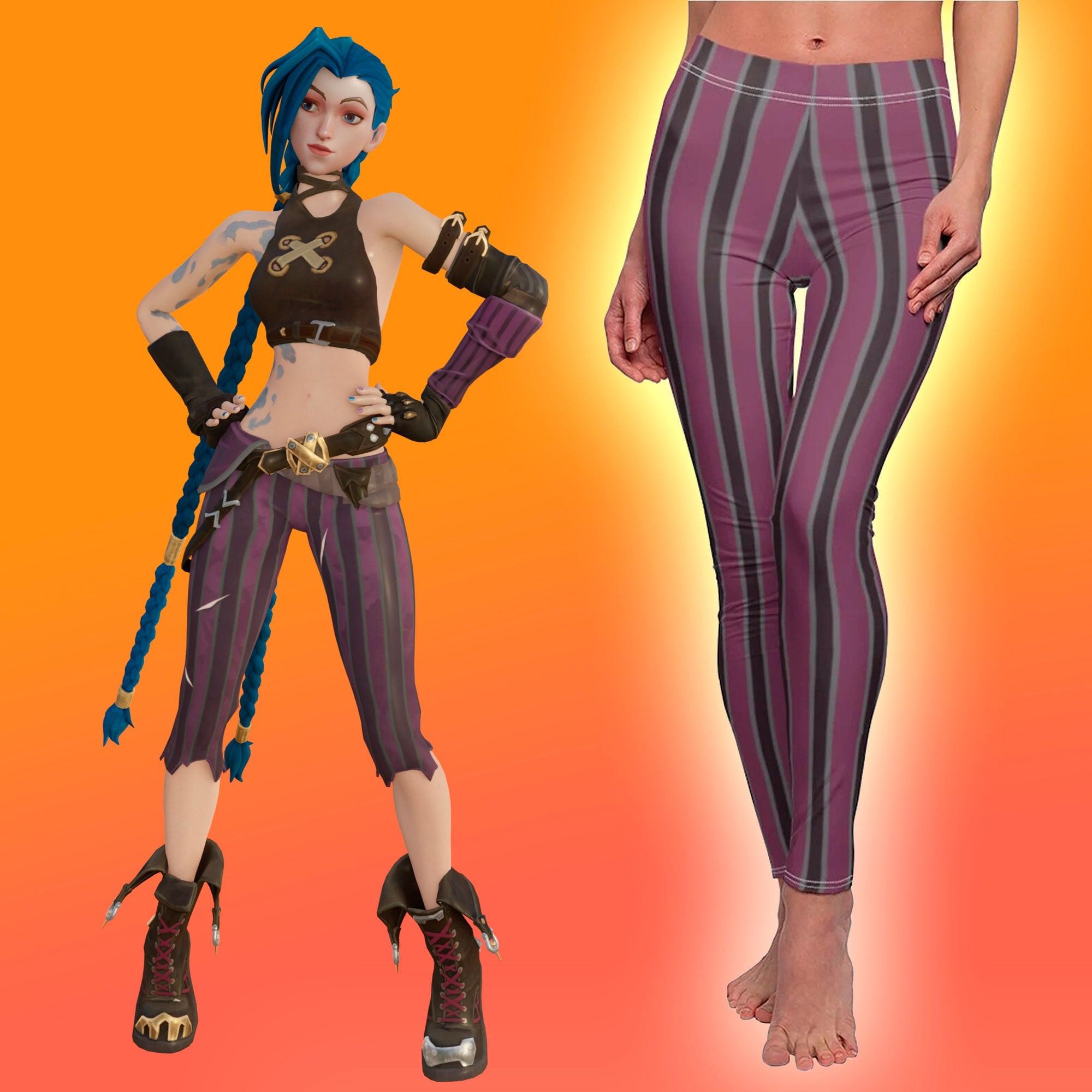 Arcane Jinx Cosplay Casual Leggings Cosplay Game LOL - Etsy Canada