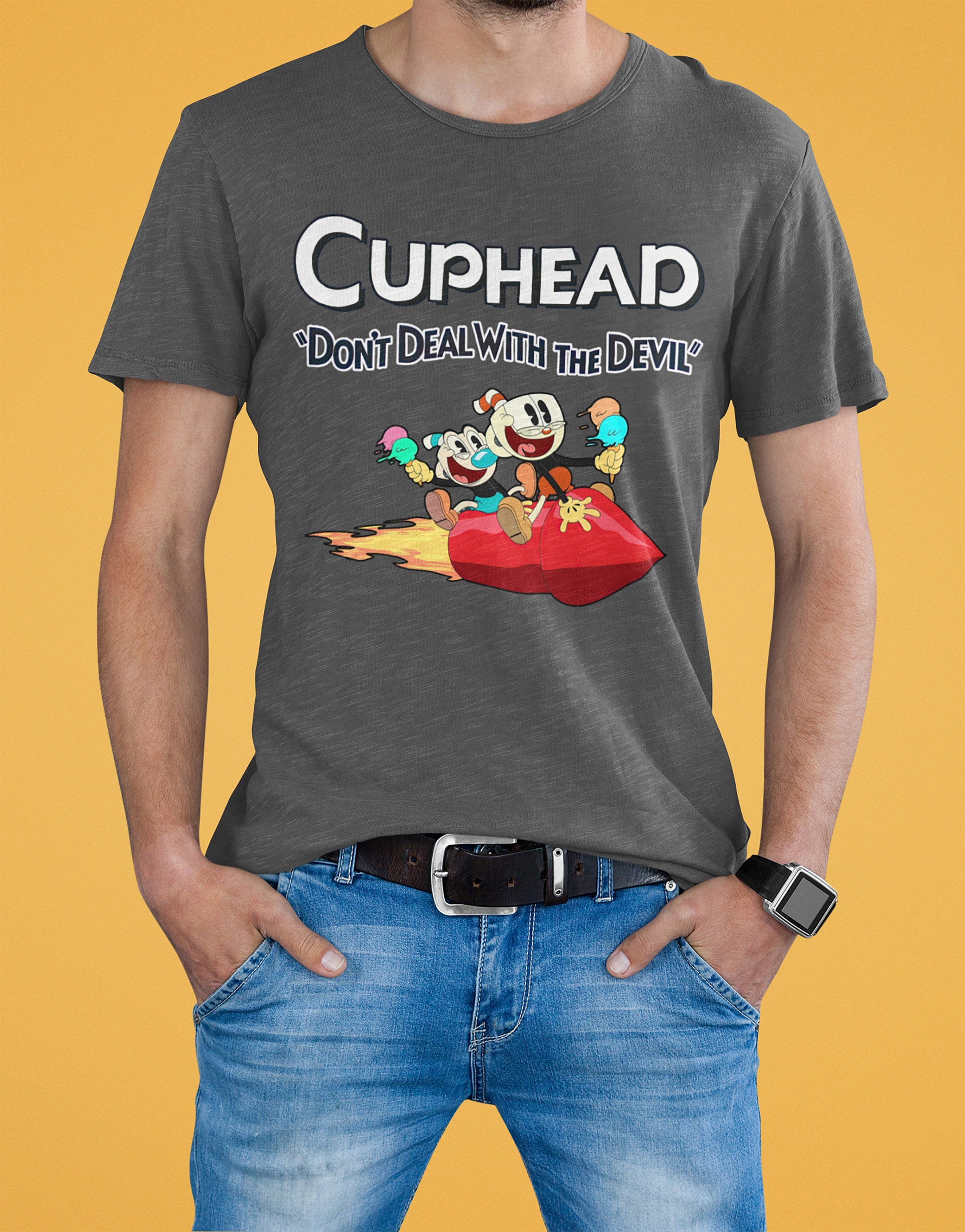 Cuphead and Mugman T-shirt, Cuphead Don't Deal With the Devil