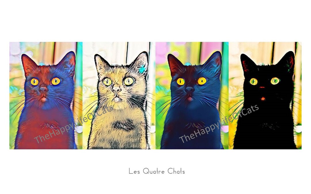 Modern Art Printable Wall Art Cat Art Andy Warhol Style Portrait