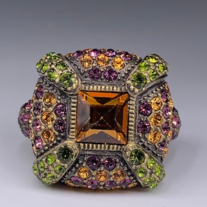 HEIDI Daus Cocktail LARGE STATEMENT Square Ring Size 11