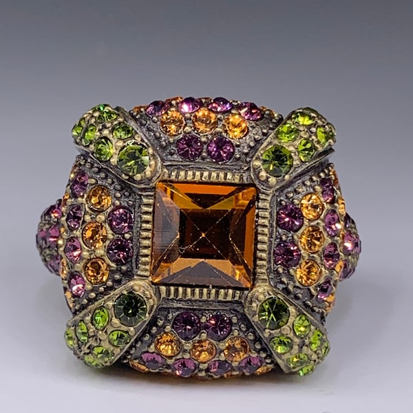 HEIDI Daus Cocktail LARGE STATEMENT Square Ring Size 11