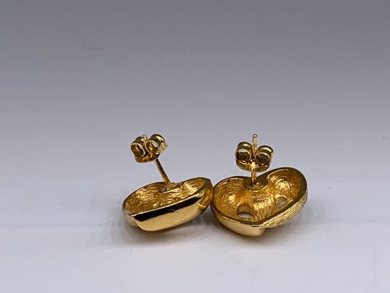 Christian Dior gold tone Heart Post Stud Earrings - image 5