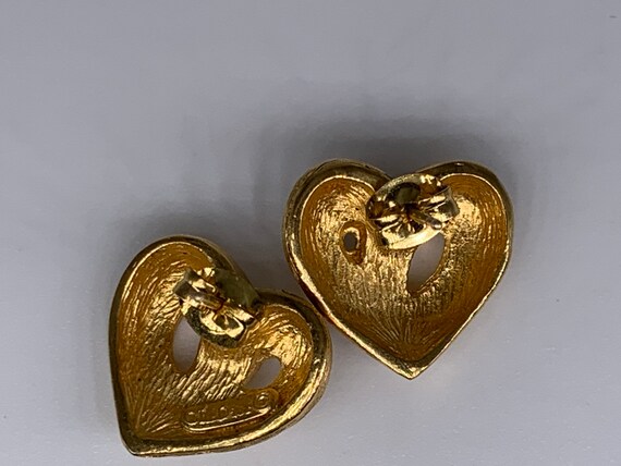 Christian Dior gold tone Heart Post Stud Earrings - image 2