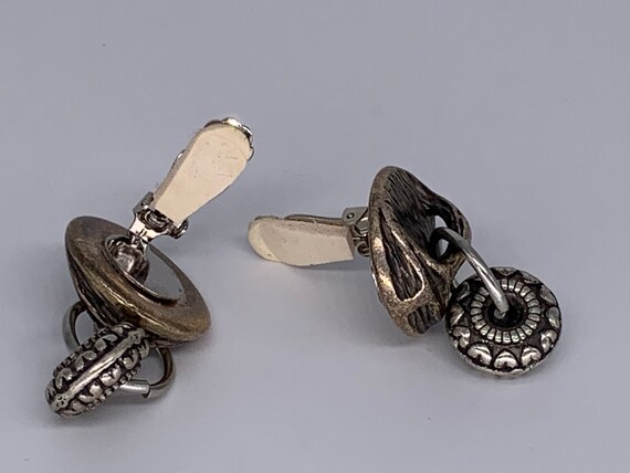 Vintage Jeff Lieb Signed Silvertone Dangle Clip-o… - image 4