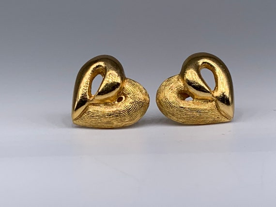 Christian Dior gold tone Heart Post Stud Earrings - image 1