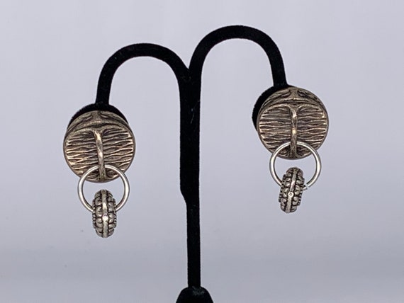 Vintage Jeff Lieb Signed Silvertone Dangle Clip-o… - image 1