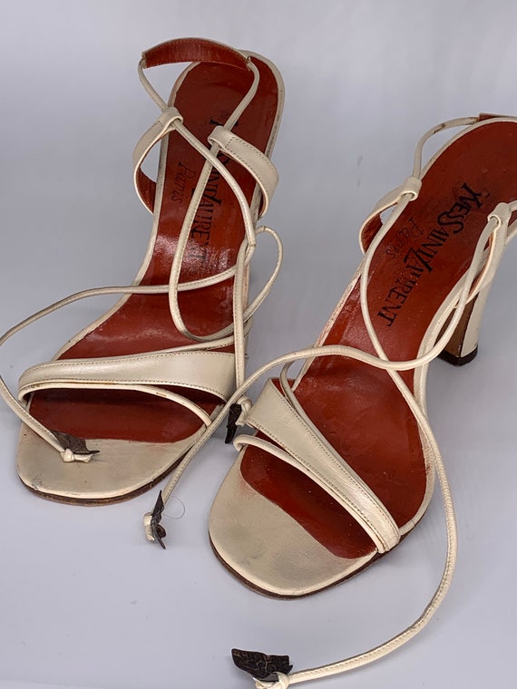 BEAUTIFUL Yves Saint Laurent Strap High Heels Sand