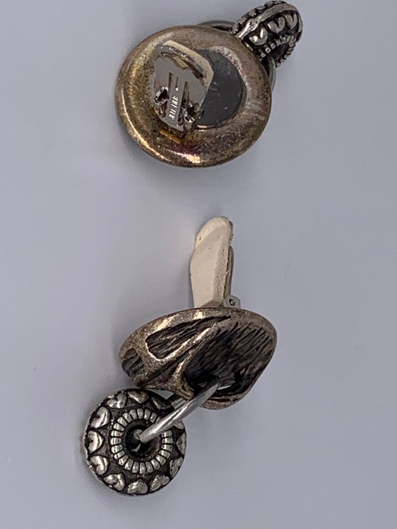 Vintage Jeff Lieb Signed Silvertone Dangle Clip-o… - image 2