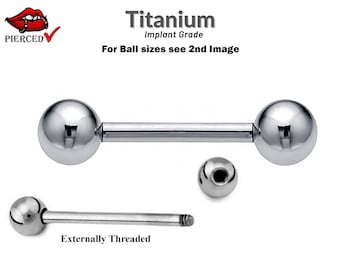 Titanium Implant Grade Straight Barbell Piercing - 20g 18g 16g 14g for Tongue, Daith, Helix, Tragus, Eyebrows and more
