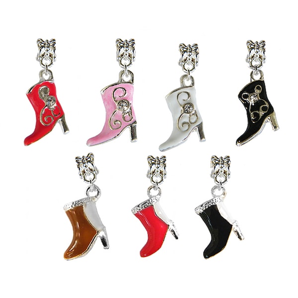 Boots Enamel Charms for European Bracelet and Necklaces - Painted with Enamel color