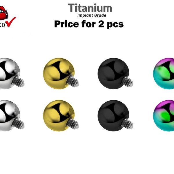 Pièces de rechange pour boules internes de piercing – 2 pièces de fixation en titane pour boules simples pour piercing interne Septum, haltère, labret, CBB