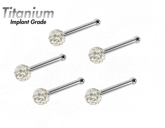 Titanium Multi Crystal Straight Nose Stud Nose Pin nose Piercing