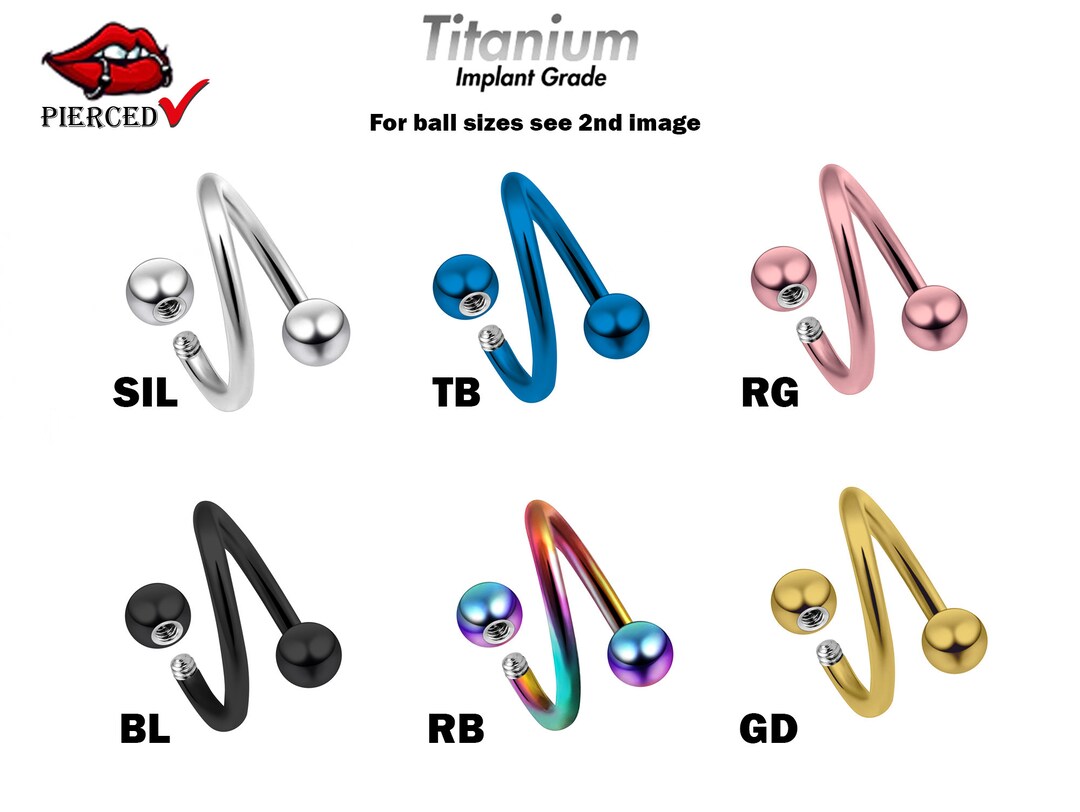 Titanium Spiral Barbell Coloured Twisted Bar Piercing for Ear Etsy