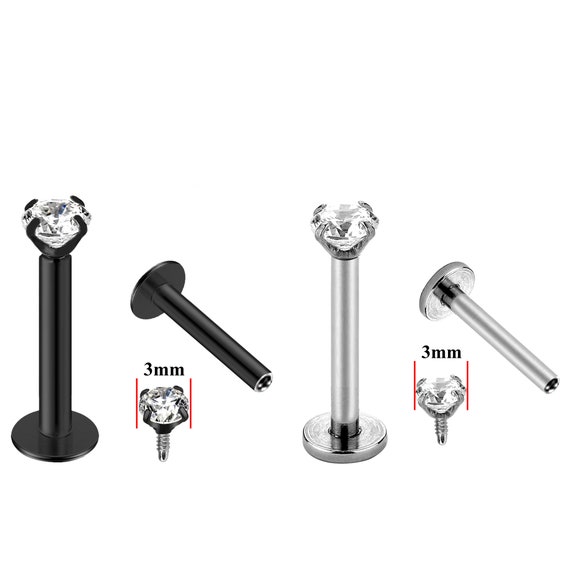16g Internal Labret Piercing Jewellery With Top Round Clear