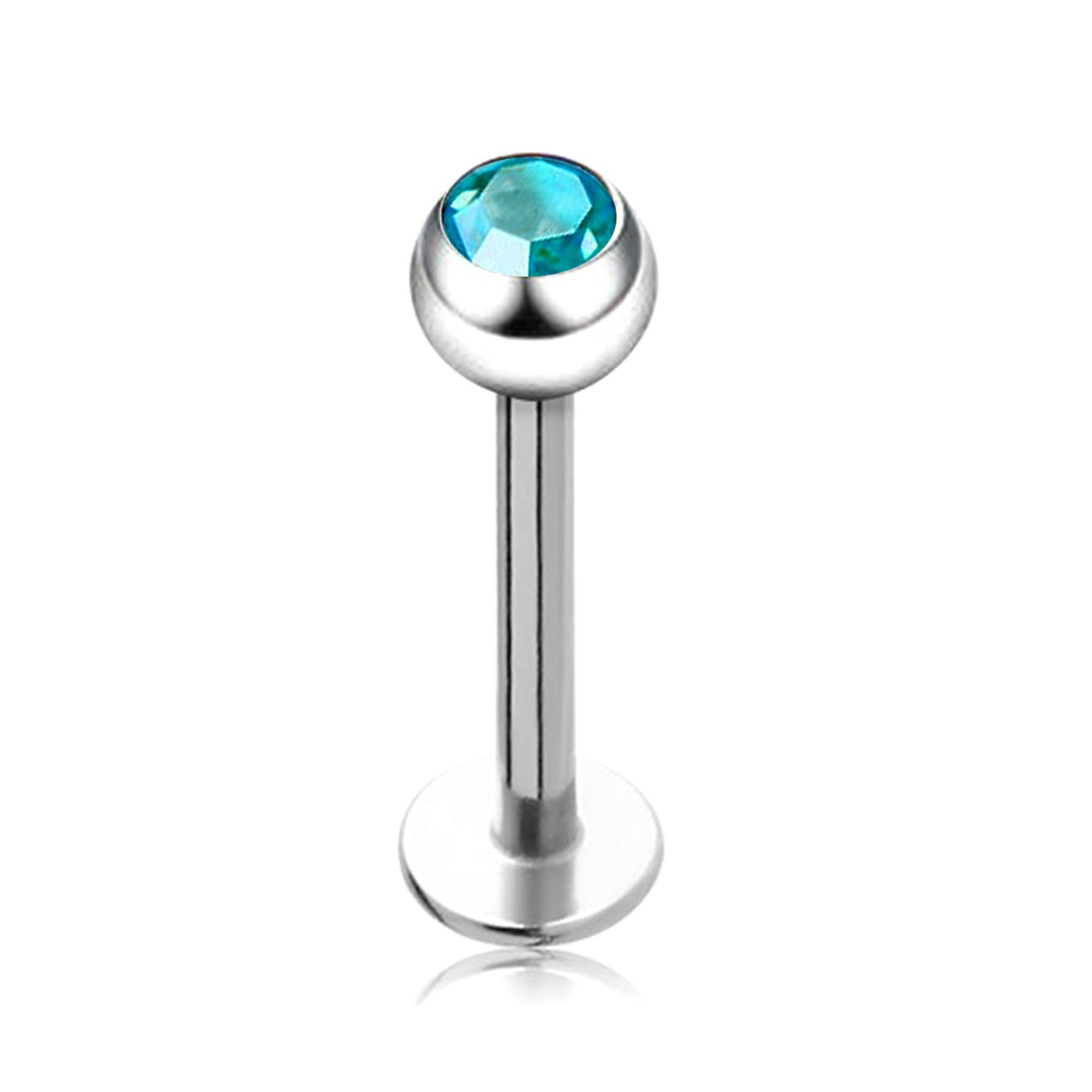 Labret Piercing With Top Gem Ball 16g to 14g Surgical Steel - Etsy UK