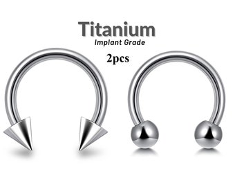 2STK Titan Cone / Kugel Circular Barbell - Hufeisen PA Ring - Stärke 14G bis 16G - Größen 6mm bis 16mm